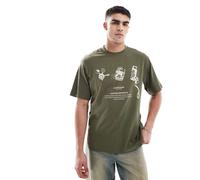 G-Star - Archive - T-shirt oversize kaki con stampa sul petto e sulla schiena-Verde L