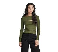 G-STAR Donna Cut-Out Slim Boatneck Top, Verde scuro (dark olive D23811-D493-C744), S