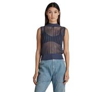G-STAR Donna Pointelle Knitted Mock Top, Blu (fantem blue D21658-D140-863), S