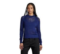 G-STAR Donna Pointelle Text Knitted Sweater, Blu (ballpen blue D23924-B754-1822), M