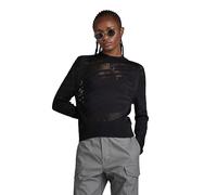G-STAR Donna Pointelle Text Knitted Sweater, Nero (dk black D23924-B754-6484), S