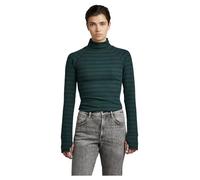 G-STAR Donna Rib Mock Slim Top, Multicolore (laub/caviar stripe D22074-D201-D405), XS