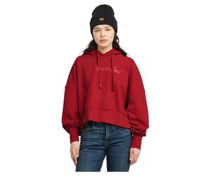 G-STAR G-Script Oversized Hooded Sweater Felpa, Rosso (Baron D25168-d562-1828), M Donna