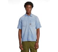 G-STAR Maglietta da Uomo Slanted Double Pocket Regular, Blu (Sun Faded Blue Mist D24602-d539-g342), M