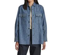 G-Star Officer Bf L/S Donna Camicia M Blu Denim Look Misto Lino Oversize