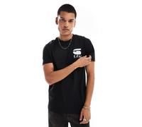 G-Star - T-shirt nera con stampa di hamburger sul petto e sul retro-Nero XS