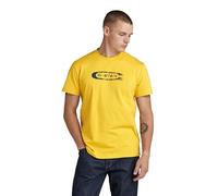 G-STAR Uomo Distressed Old School Logo T-Shirt, Giallo (dk lemon D24365-336-348), M