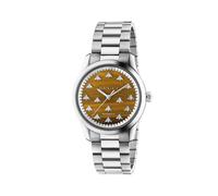 G-Timeless With Bee Motif Steel case, brown tiger eye stone dial with bees, steel bracelet YA1264177 One Size