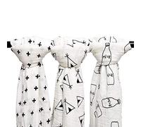 G-Tree mussola Swaddle Coperte | 100% cotone organico | Grande per il regalo bambino doccia | Piccolo accogliente | Adatto per Boys & Girls | Confezione da 3 | Bianco Swaddle Coperta Nursery