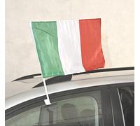 G.V. 2 Bandierine Italia con Supporto Asta per Auto cm 30x45 Nazionale Italiana Tessuto Resistente