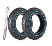 G.V.SHOP® 2 Ruote Piene 10x2.125 per Monopattino Elettrico - Gomma Piena Antiforatura Ammortizzata Anti Scivolo, Pneumatico Solido 10" Compatibile con Vivobike M-V30, Ninebot F40 (Blu 2pz+leva)