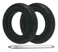 G.V.SHOP® 2 Ruote Piene 10x2.125 per Monopattino Elettrico - Gomma Piena Antiforatura Ammortizzata Anti Scivolo, Pneumatico Solido 10" Compatibile con Vivobike M-V30, Ninebot F40 (Nero 2pz+leva)