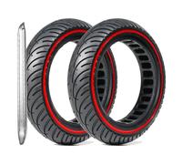 G.V.SHOP® 2pz Pneumatico Solido da 8,5 Pollici per Scooter Monopattino Elettrico Xiaomi M365 e PRO, Ducati, Lexgo, Vivobike, Gomma Ruota Piena, Morbida, Ricambio Anteriore/Posteriore (Rosso 2pz+leva)