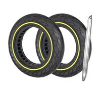 G.V.SHOP® 2pz Ruota Piena da 10X2.125 Pollici per Scooter Monopattino Elettrico Vivobike S2 Max e S3 Max, Gomma Piena, Anti Scivolo, Pneumatico Solido mai più Forature (Fluo 2pz+leva)