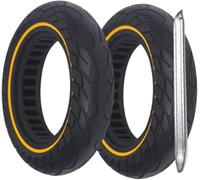 G.V.SHOP® Ruota Piena da 10X2.5 Pollici 36MM per Scooter Monopattino Elettrico Gomma Piena, XIAOMI, DUCATI, LEXGO, VIVOBIKE S2, Anti Scivolo, Pneumatico Solido (Giallo 2pz+leva)