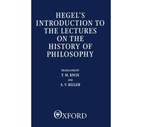 G. W. F. Hegel Introduction to the Lectures on the History of Philos (Tascabile)