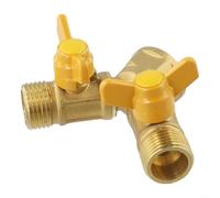 G1/2 - Adattatore per tubo in ottone massiccio con due uscite e valvola a sfera regolabile per irrigazione domestica o giardino, raccordo resistente alla corrosione per una gestione affidabile