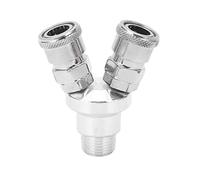 G1 / 2 Thread Quick Connector | 2 Way Pneumatic Splitter with 360 Degree Rotation | Carbon Steel Chrome Plated Fitting for Pneumatic Tools/Industrial Use