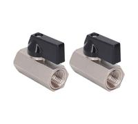 G1 / 4 Brass Ball Valve 2 - Pack | Electroplating Sandblasting Non - Corrosive & Erosion Protected | Double Female Thread Valve for Water/Gas Pipe Systems | DN8 Compact Size