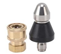 G1 / 4 Sewer Jetter Nozzle | Stainless Steel Conduit Clearing Nozzle with G3 / 8 Adapter | Rear Hole Jetting for Drain/Sewer Line Maintenance | Resilient Pressure Washer