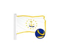 G128 Rhode Island State Flag 3x5 Ft ToughWeave Series Embroidered 300D Polyester Embroidered Design IndoorOutdoor Brass