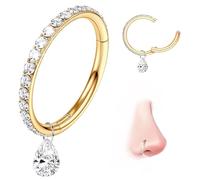 G23 Titanio Orecchino Cartilagine Orecchino Cerchio: 16G 8mm 10mm 12mm Conch Helix Piercing Gioielli CZ Doppio/Triplo Naso Anelli Cerchi Anelli Septum Anelli ipoallergenici Segmento incernierato