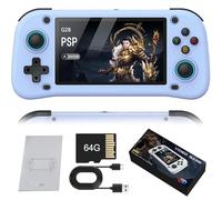 G28 Console Di Gioco Portatile Retrò, Sistema Linux Open Source Con 15000 + Giochi, Joystick Analogici A Doppio Schermo HD Da 4,3 Pollici, Lettori Portatili Di Giochi Video Retrò-Blue||64G