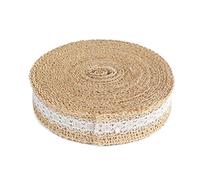G2PLUS 10 m Vintage Nastro Juta e Pizzo, Tela di Iuta, da Regalo Con Pizzo per Feste, Decorazioni Matrimonio, Confezioni Regalo, Fai da Te - 2.5cm