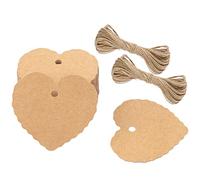 G2PLUS 100 PCS Etichette di Carta Cuore,Tag di Carta Kraft Marrone 5.5x6CM,Targhette Regalo con Cordone di 20 Metri,per San Valentino,Compleanno,Matrimonio