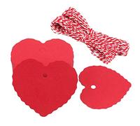 G2PLUS 100 PCS Etichette di Carta Cuore,Tag di Carta Kraft Rosso 5.5x6CM,Targhette Regalo con Cordone di 20 Metri,per San Valentino,Compleanno,Matrimonio