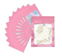 G2PLUS 100 sacchetti in Mylar con chiusura a zip, rosa, 7 x 10 cm, olografici, per la conservazione e l'imballaggio degli alimenti