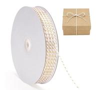 G2PLUS 100m Cordoncino in Cotone：2mm corda in cotone,Spago Intrecciato Oro e bianco,Cordoncino da Regalo Decorazioni per Fai-da-te,Natale,Baker Twine Artigianale,Imballaggio Manuale