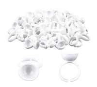 G2PLUS 100PCS Anelli per Colla Titolare Colla Anelli,Anelli per Pigmenti,Supporto per colla Monouso in Plastica per Estensioni Delle Ciglia,Bianco