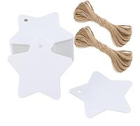 G2PLUS 100PCS Etichette in Carta Kraft, Etichette Regalo,Tag Regalo, Etichette per Regali Artigianali,con 20 Metri di spago di Iuta per Decorare L'Albero di Natale, Lavoro Fatto a Mano
