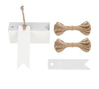 G2PLUS 100PCS Etichette per Regali Etichette di Carta Kraft, Mini Etichette Regalo,7 * 2CM Etichette Regalo per Bomboniere e Artigianato,con Spago，Bianco