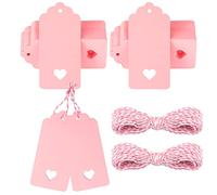 G2PLUS 100PCS Etichette Regalo,4.5x9.5cm Etichette Carta Kraft Rosa
