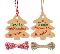 G2PLUS 100PCS Etichette Regalo Marroni a Forma di Albero di Natale,5.8x6CM