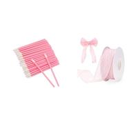 G2PLUS 100PCS Monouso Lip Gloss e 40mm Rosa Nastro
