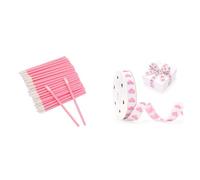 G2PLUS 100PCS Monouso Lip Gloss e Nastro in Cotone Rosa