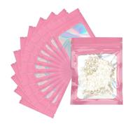 G2PLUS 100PCS Rosa Sacchetti in Mylar 9×12CM Sacchetti iOlografici Con Finestra Trasparente e Zip - Per Alimenti, Cosmetici,Gioielli e Regali
