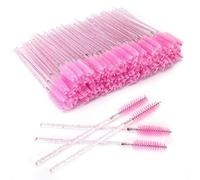 G2PLUS 100PCS Scovolini Ciglia：Pennello per Ciglia Monouso Rosa,Scovolini Mascara Monouso con Manico in Cristallo,Applicatore Mascara per L'estensione Delle Ciglio,Accessori Trucco Occhi