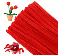 G2PLUS 100PCS Scovolini Ciniglia :Scovolini per Lavoretti,Strisce pulisci Tubi,Bastoncini Decorativi in Ciniglia per Bricolage e Decorazione per Bambini e Adulti (Rosso)