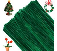 G2PLUS 100PCS Scovolini Ciniglia :Scovolini per Lavoretti,Strisce pulisci Tubi,Bastoncini Decorativi in Ciniglia per Bricolage e Decorazione per Bambini e Adulti（Verde Scuro）