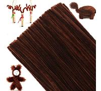 G2PLUS 100PCS Scovolini Ciniglia :Scovolini per Lavoretti,Strisce pulisci Tubi,Bastoncini Decorativi in Ciniglia per Bricolage e Decorazione per Bambini e Adulti（Marrone）