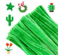 G2PLUS 100PCS Scovolini Ciniglia :Scovolini per Lavoretti,Strisce pulisci Tubi,Bastoncini Decorativi in Ciniglia per Bricolage e Decorazione per Bambini e Adulti（Verde）