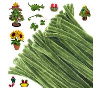 G2PLUS 100PCS Verde Muschio Scovolini in Ciniglia - Steli Decorativi per Lavoretti Creativi, Bricolage e Decorazione per Bambini