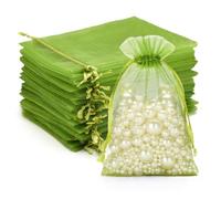 G2PLUS 100PCS Verde Salvia Sacchetti Organza,10x15cm Sacchetti Gioielli