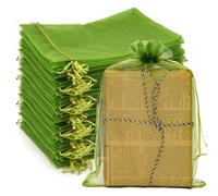 G2PLUS 100PCS Verde Salvia Sacchetti Organza,17x23cm Sacchetti Organza Gioielli