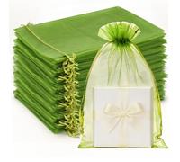 G2PLUS 100PCS Verde Salvia Sacchetti Organza,20x30cm Sacchetti Organza