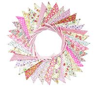 G2PLUS 10M Multicolore Bandierine,Ghirlanda di Bandierine,Banner Tessuto Bunting,Triangolo Bandiera Ghirlanda,36PCS Bandiera, Doppia Vintage Decorazione per Matrimoni Feste di Compleanno(Rosa)